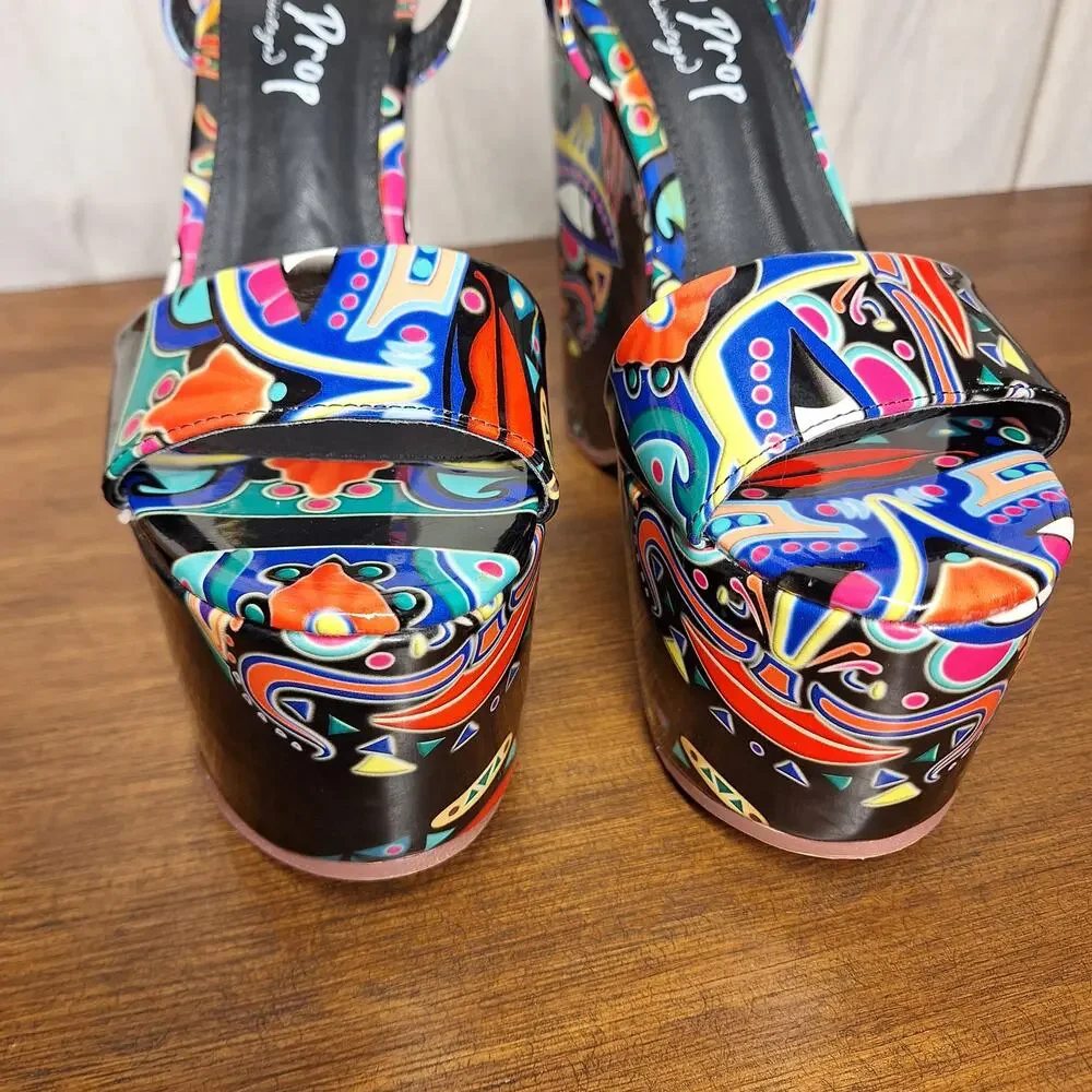 Privileged By J.C Dossier Lemon drop super high platform retro print colorful